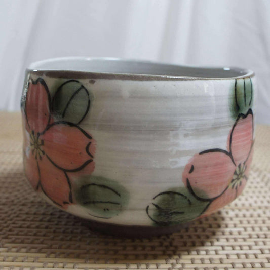 Pink flower chawan