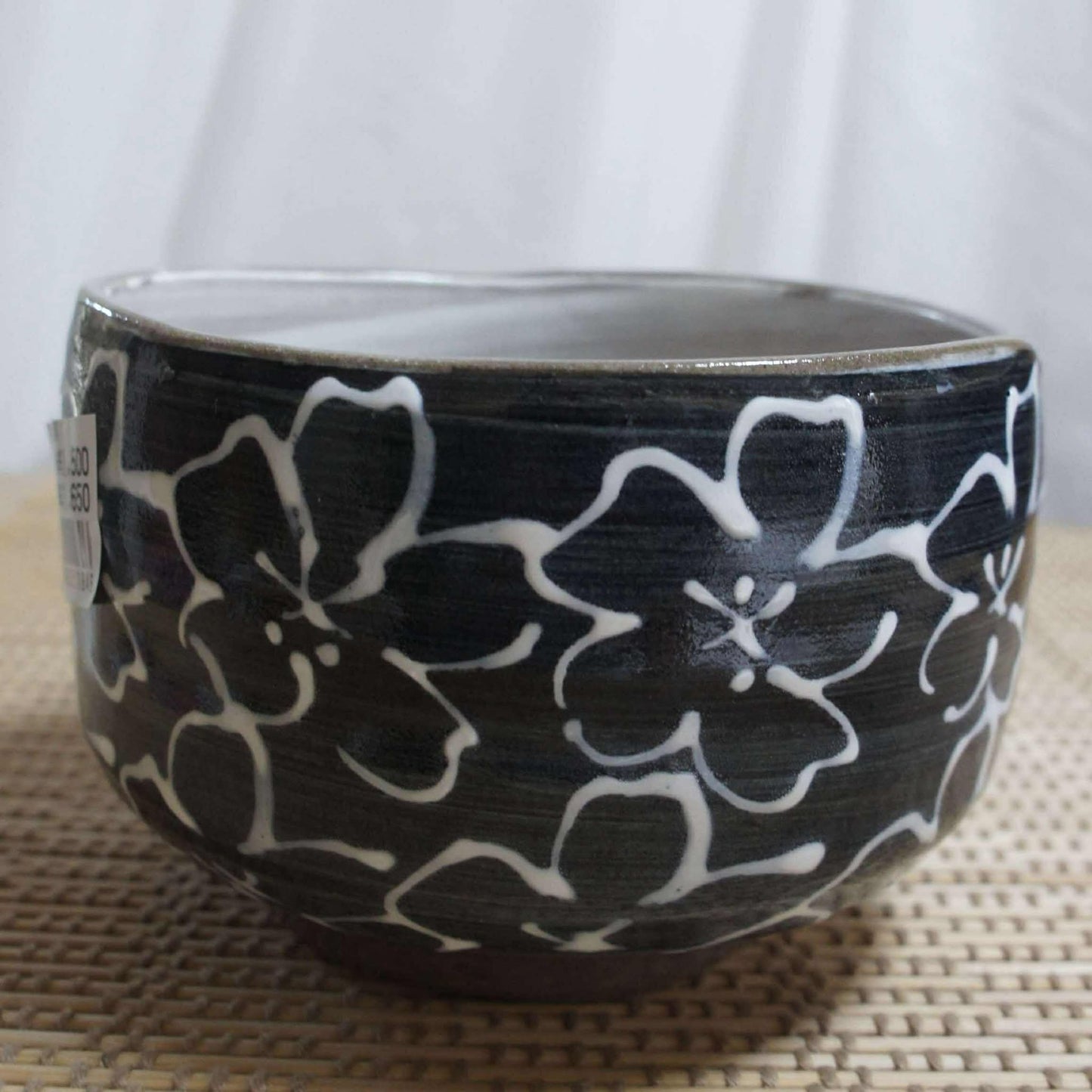 Black flower chawan