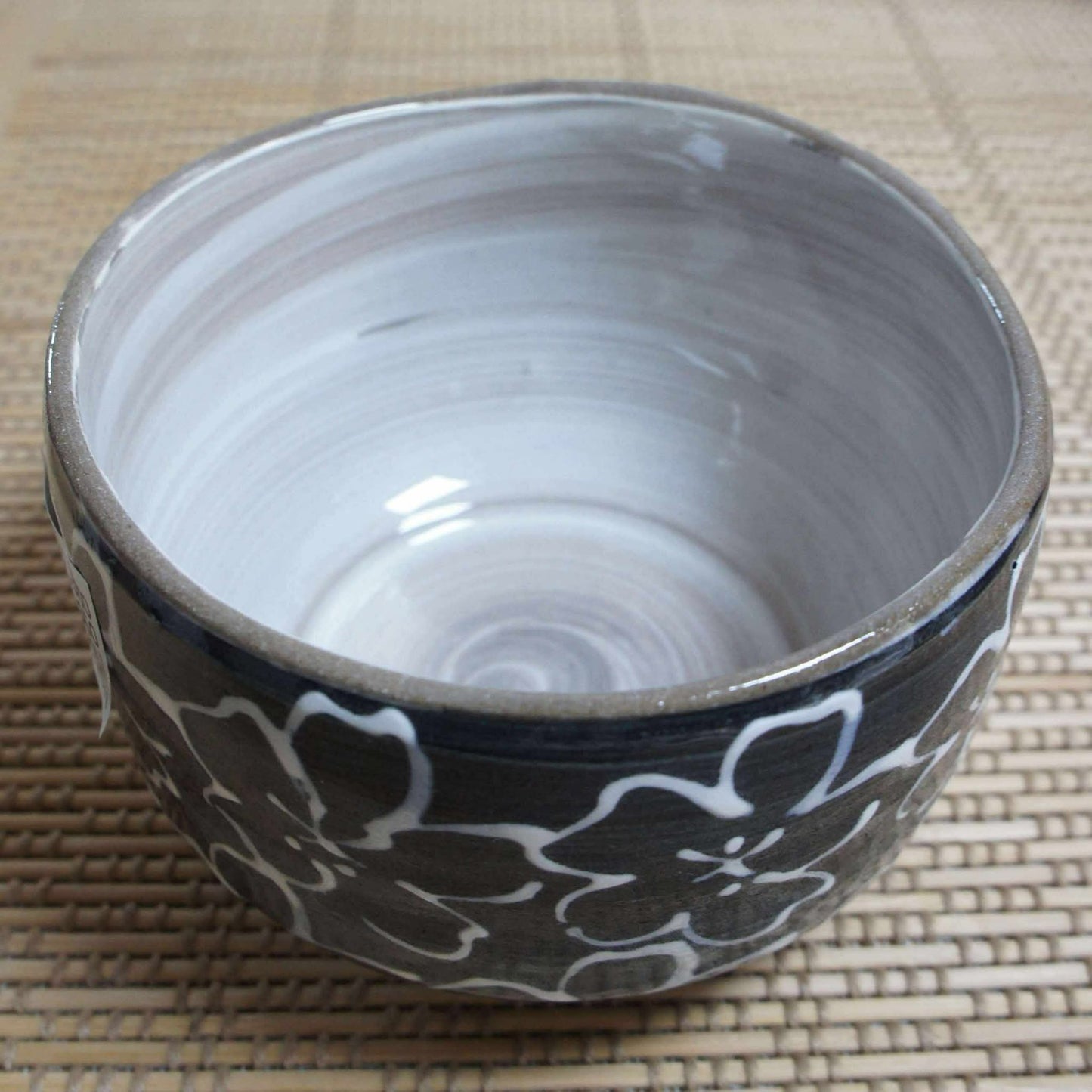 Black flower chawan