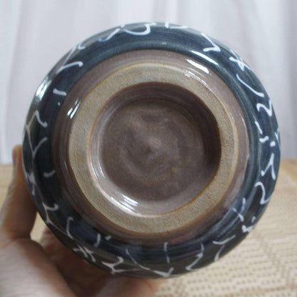 Black flower chawan
